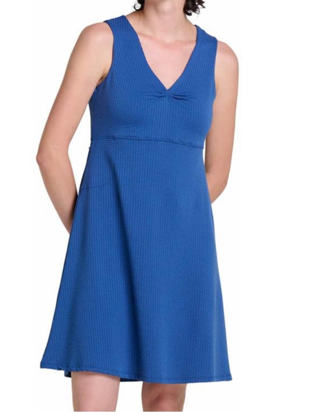 Toad&Co Rosemarie Sleeveless Dress in
Cornflower Texture Blue